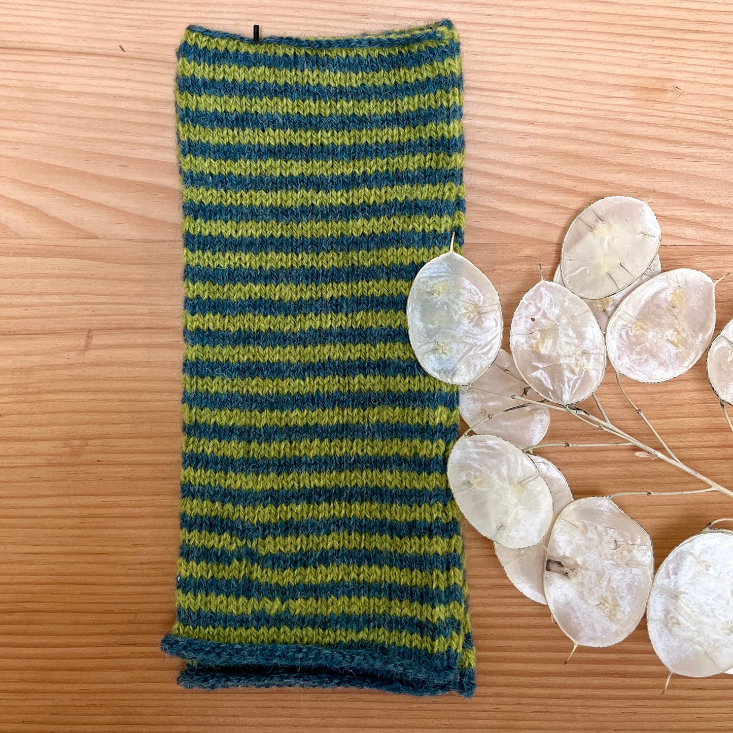 Lime Stripey Wrist Warmers
