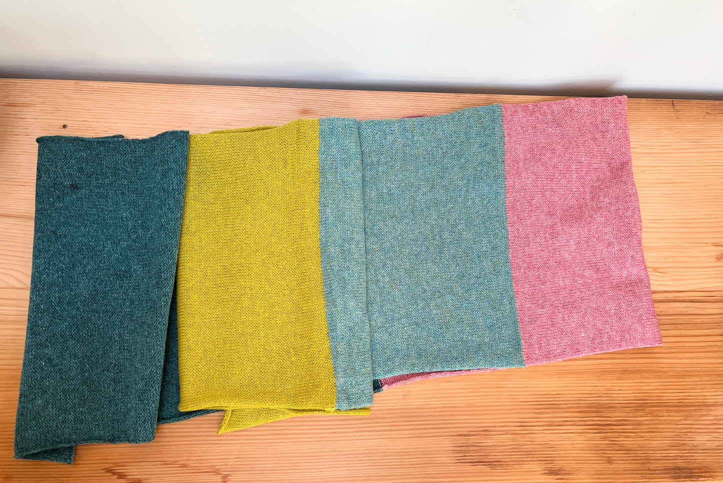 Colour Block Lambswool Scarf - "Zest"