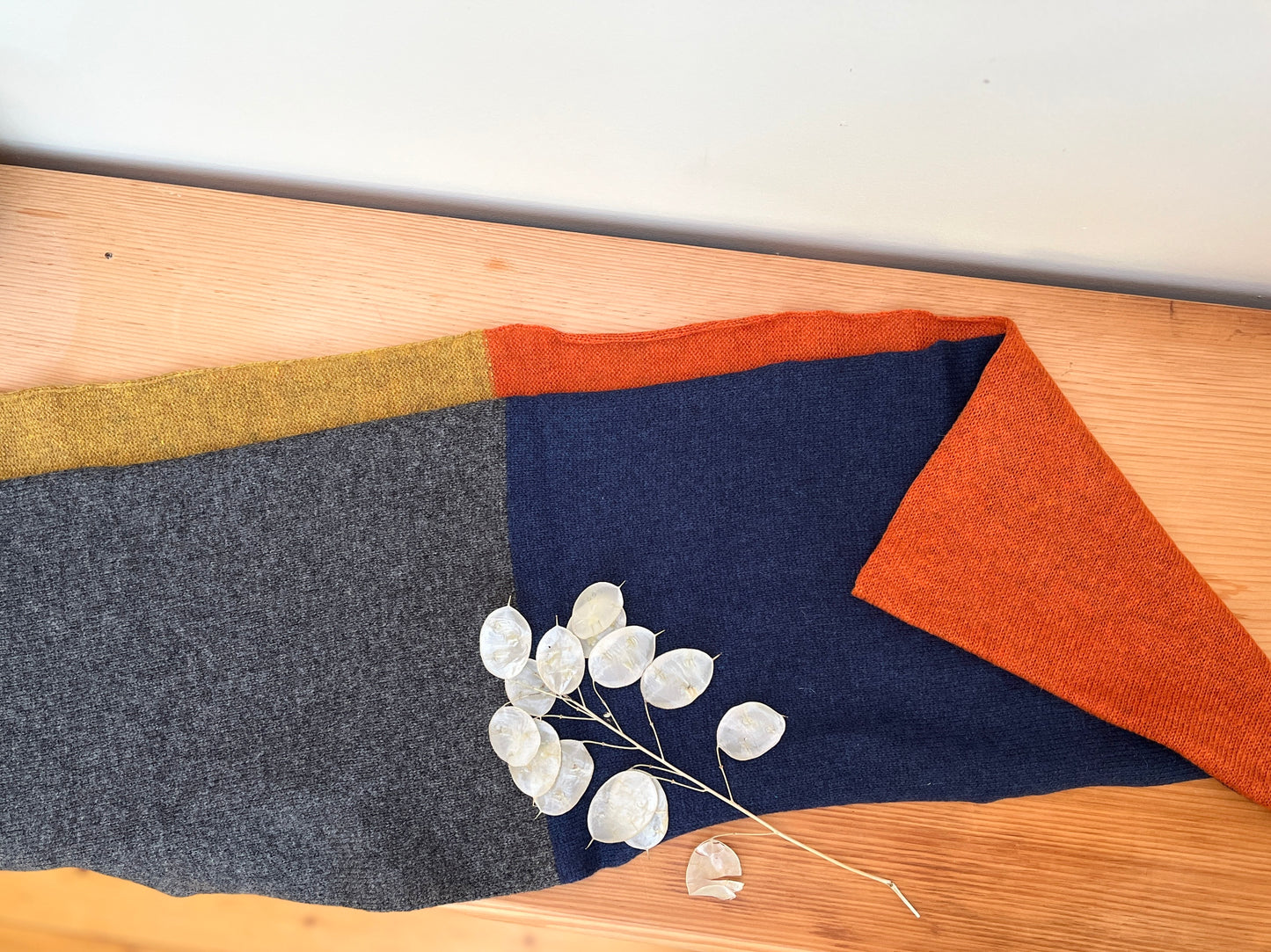 Colour Block Lambswool Scarf - "Glow"