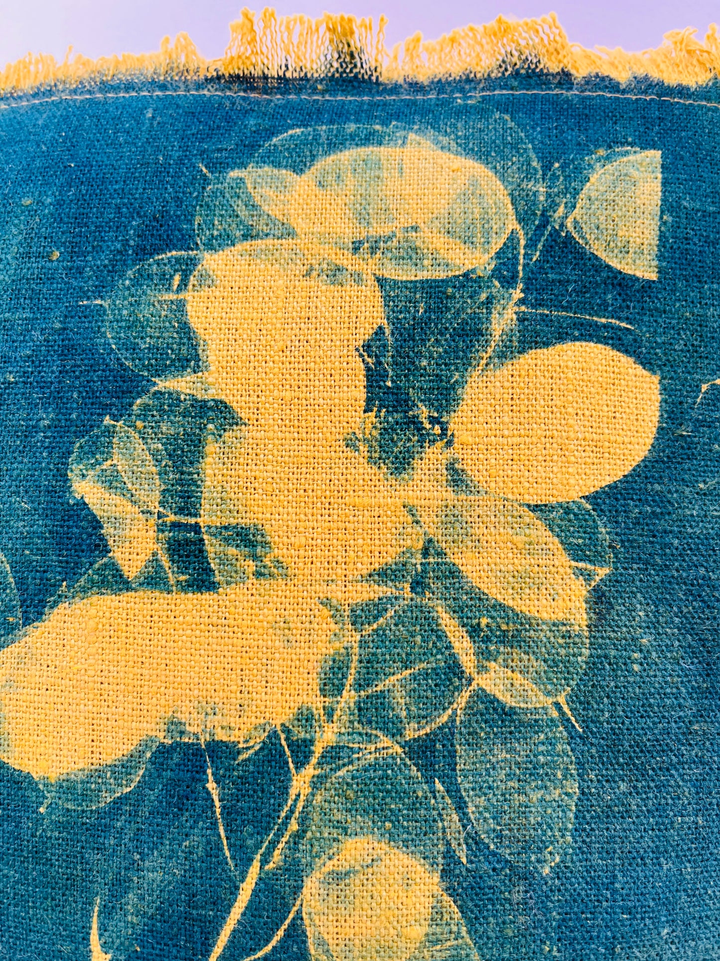 Small Cushion - Gold "Honesty" Cyanotype