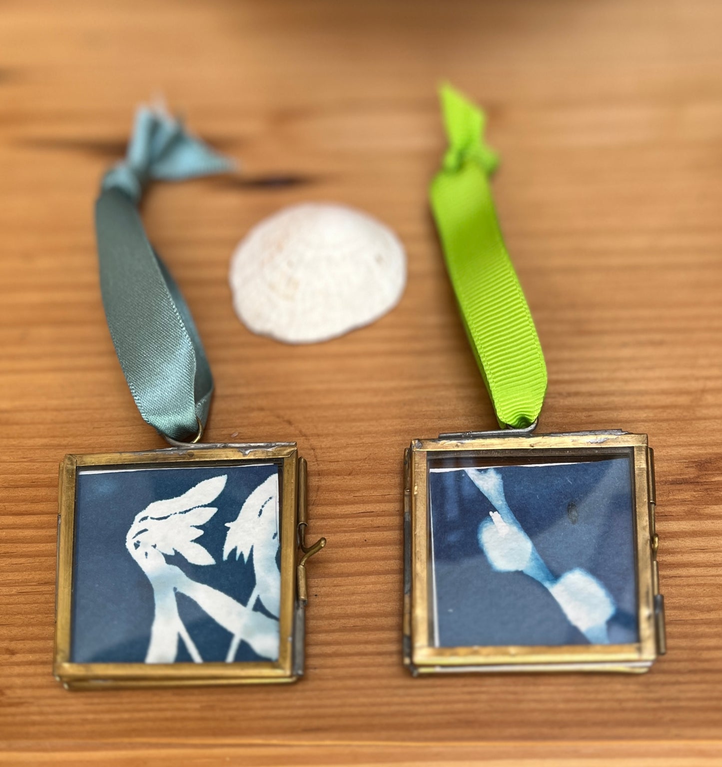 Mini Cyanotypes in brass frames