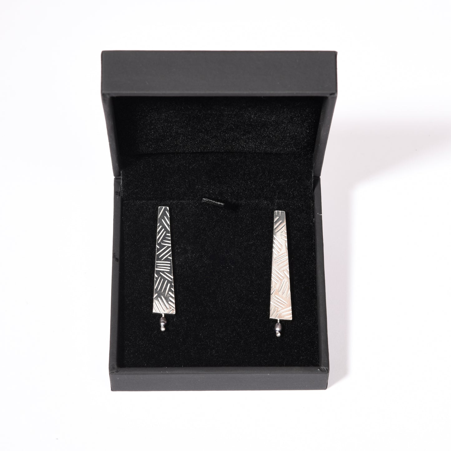 Silver cross hatch earrings
