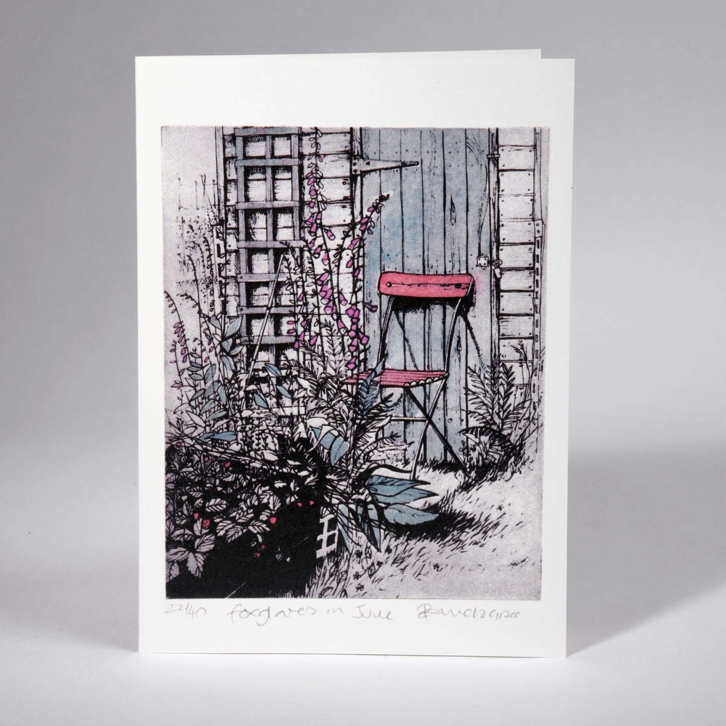 Card - Foxgloves in June. Pamela Grace.