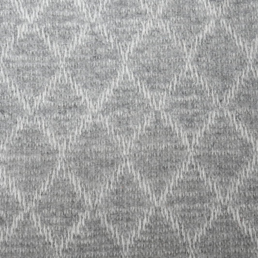 Throw, Diamond Design in Lambswool. Woven in Scotland. Dove Grey with Ivory.