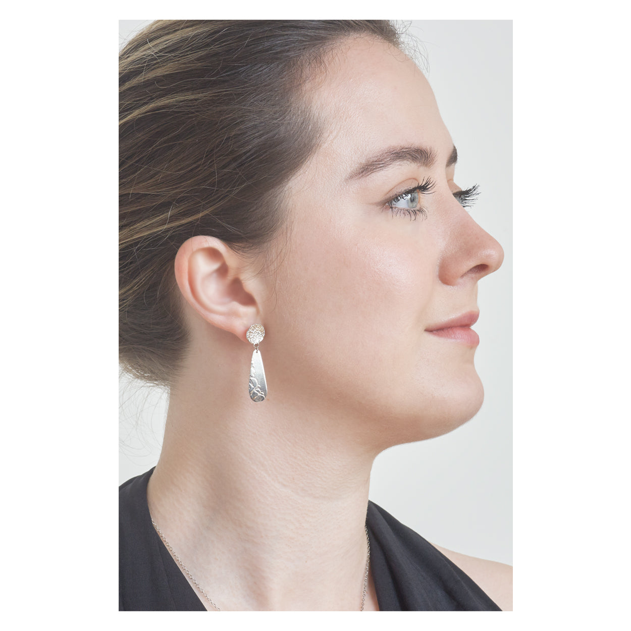 Silver Lichen 2 Part Earrings
