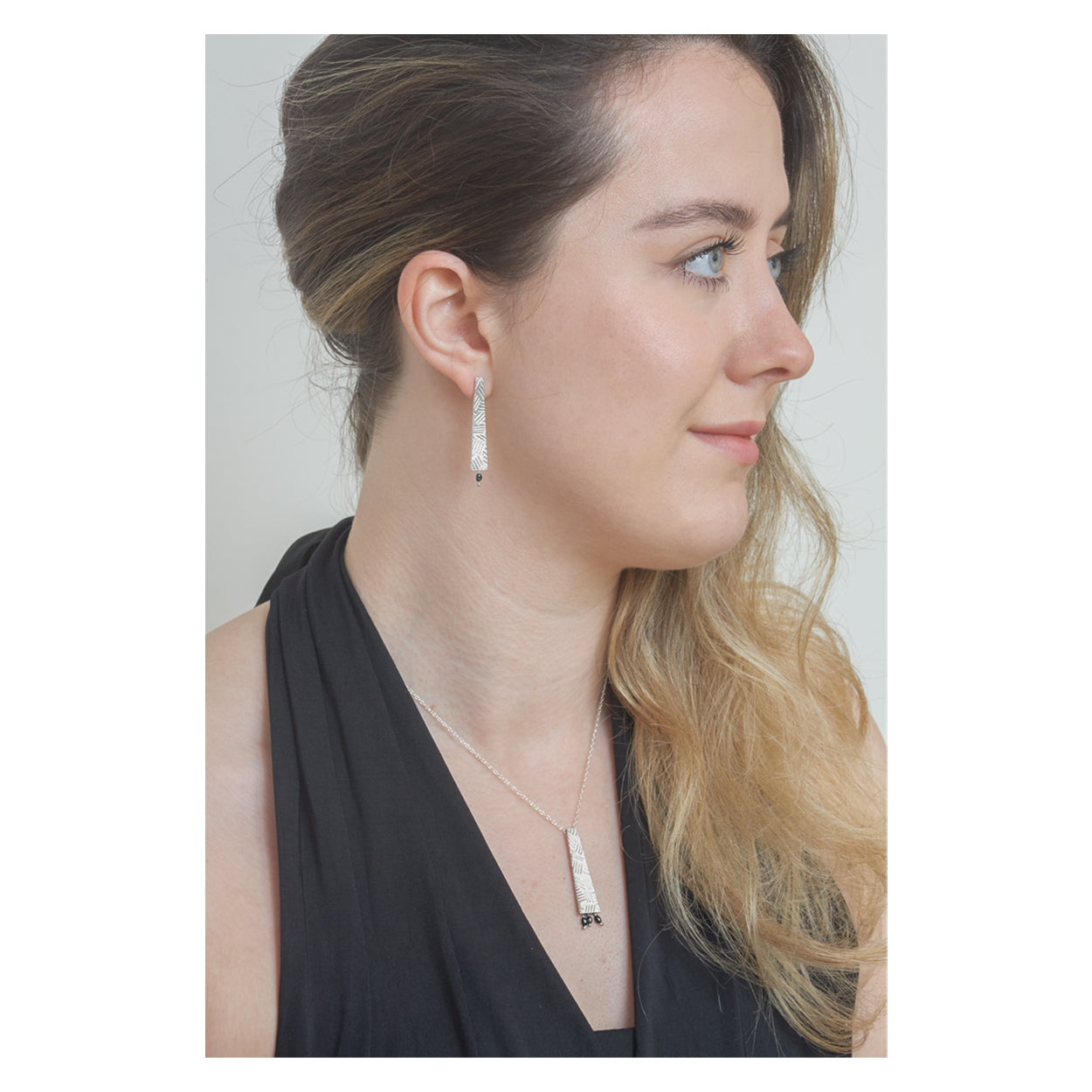 Silver cross hatch earrings
