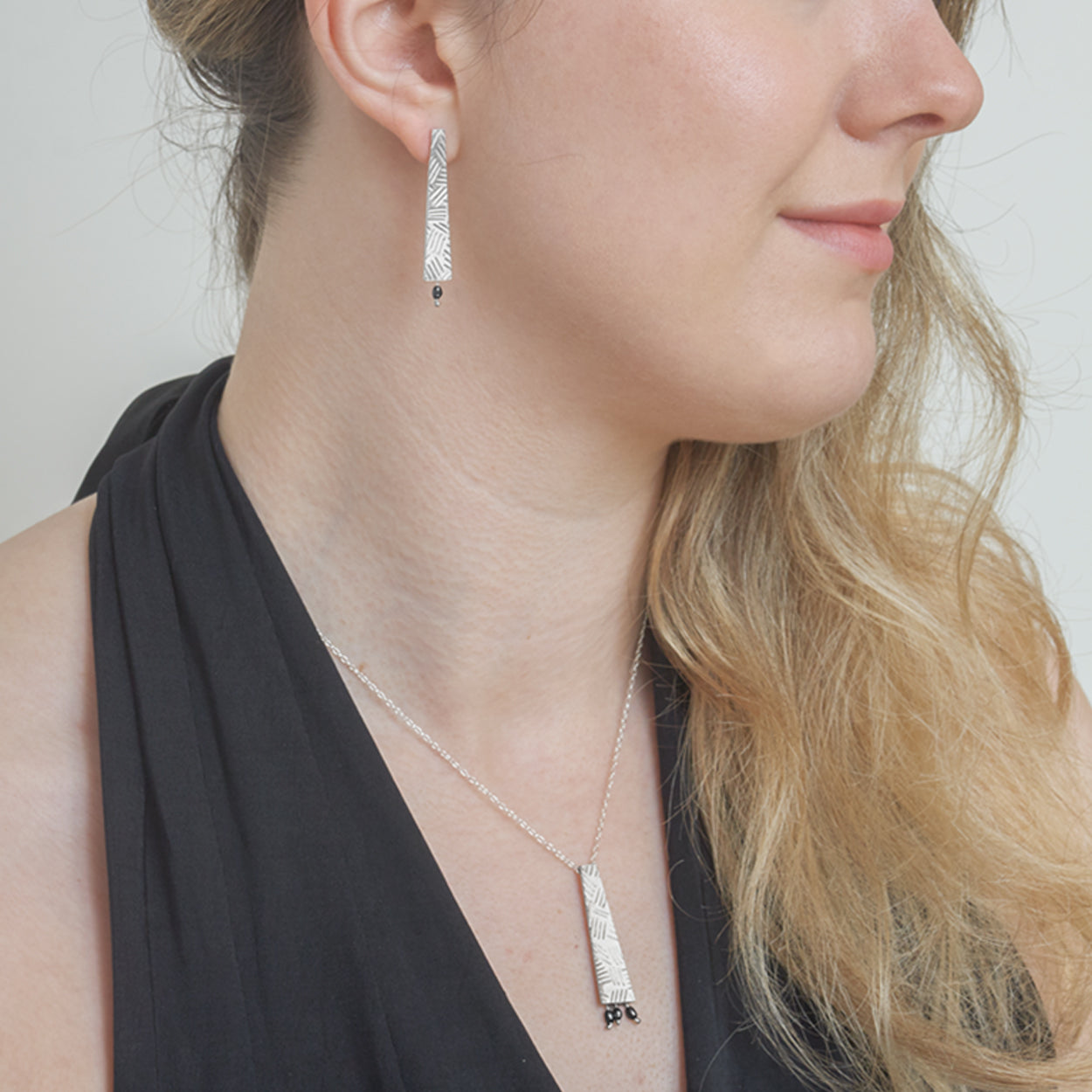 Silver cross hatch earrings