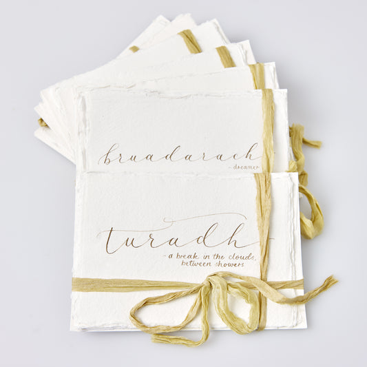 Note cards with contemporary calligraphy "Gaelic words and meanings"