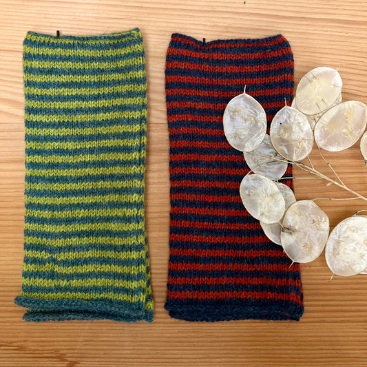 Lime Stripey Wrist Warmers