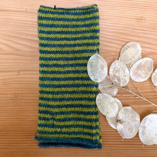 Lime Stripey Wrist Warmers