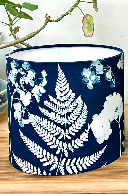 Lampshade - 20cms diameter Blue & White