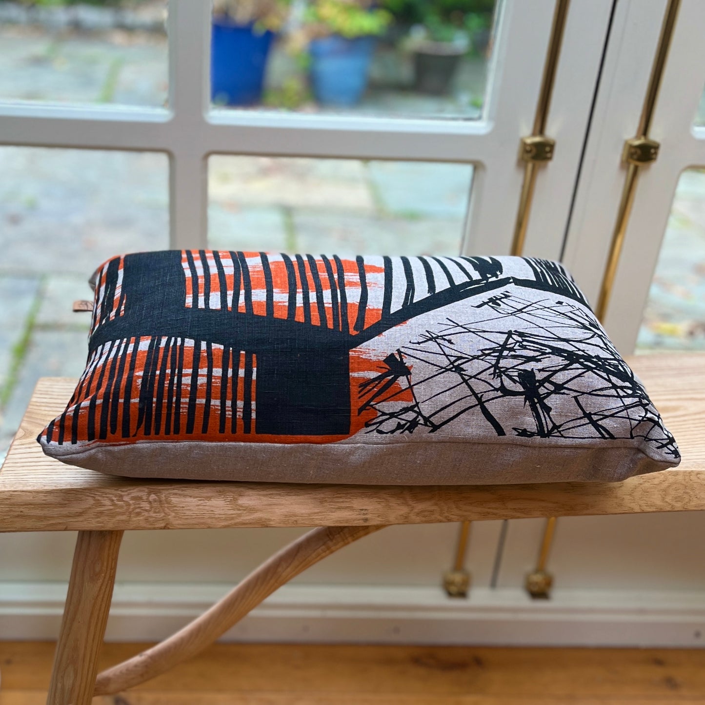 Cushion, "Rooftops" - Skilfully designed and hand printed in Cumbria in pure linen.