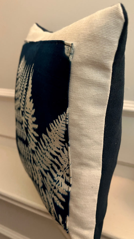 Blue "Fern" Cyanotype Small Cushion