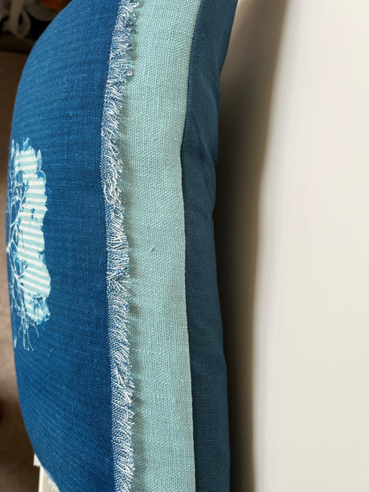 Aqua & Blue "Hydrangea" Cyanotype Cushion