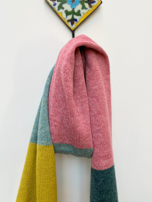 Colour Block Lambswool Scarf - "Zest"