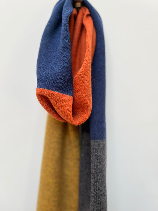 Colour Block Lambswool Scarf - "Glow"