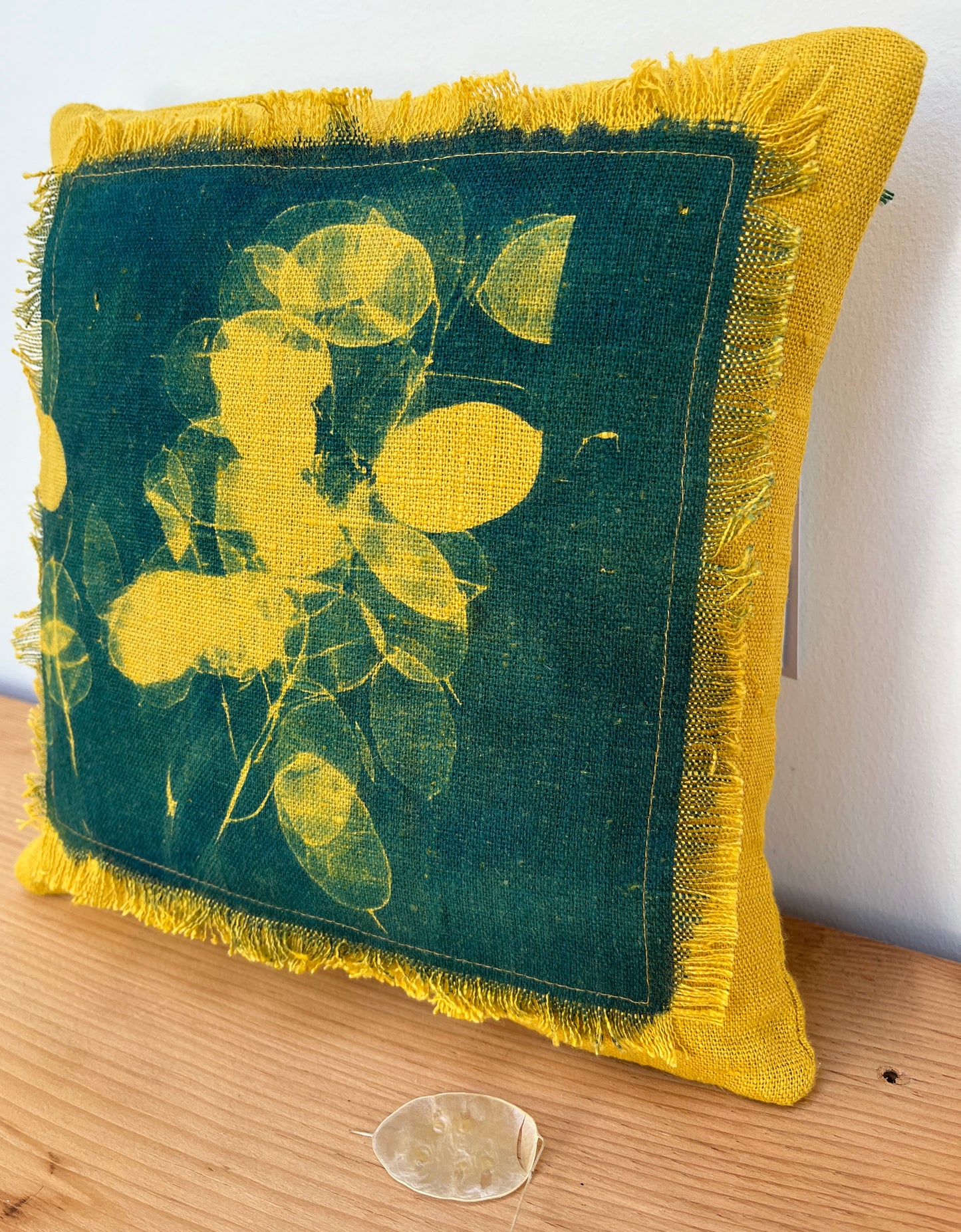 Small Cushion - Gold "Honesty" Cyanotype