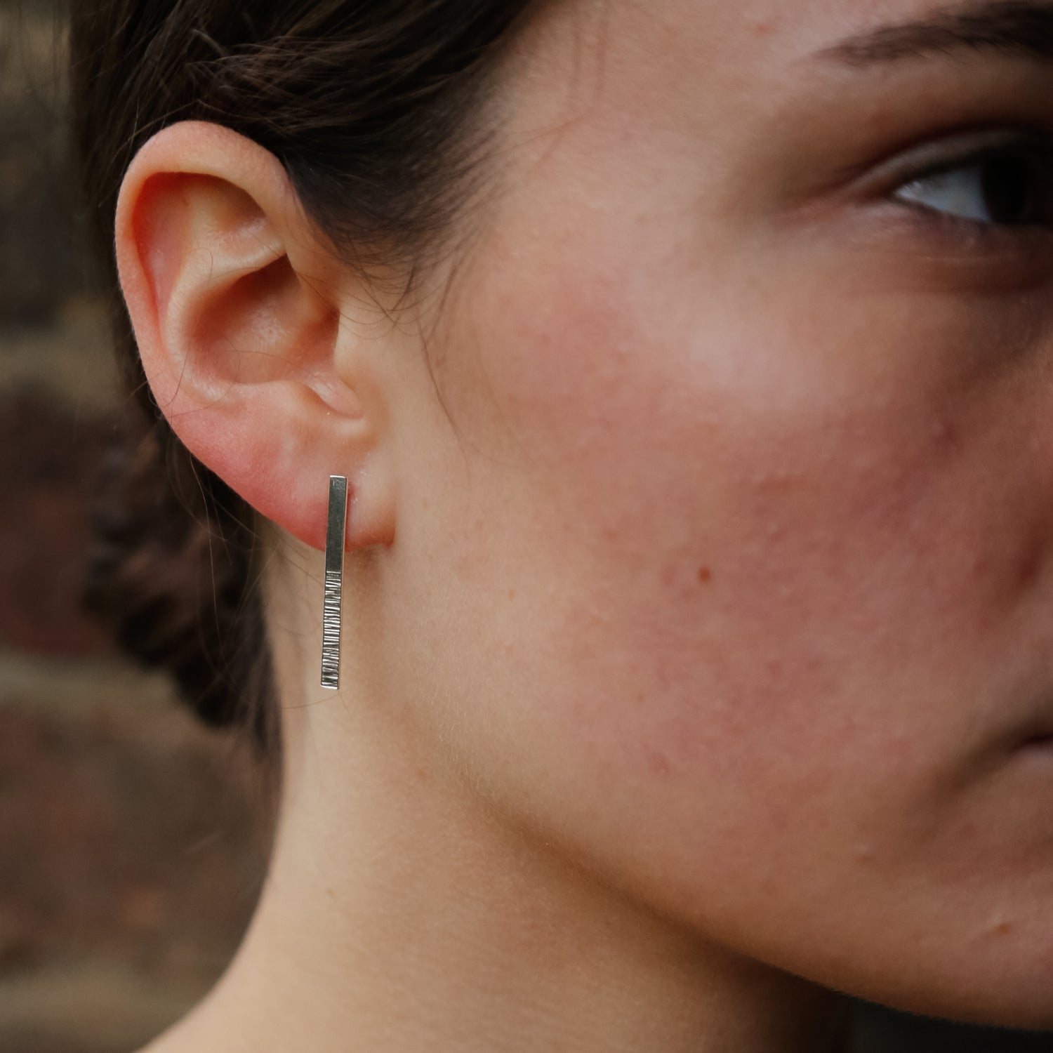 Silver Oblong Stud Earrings. Photo credit Iona Hall