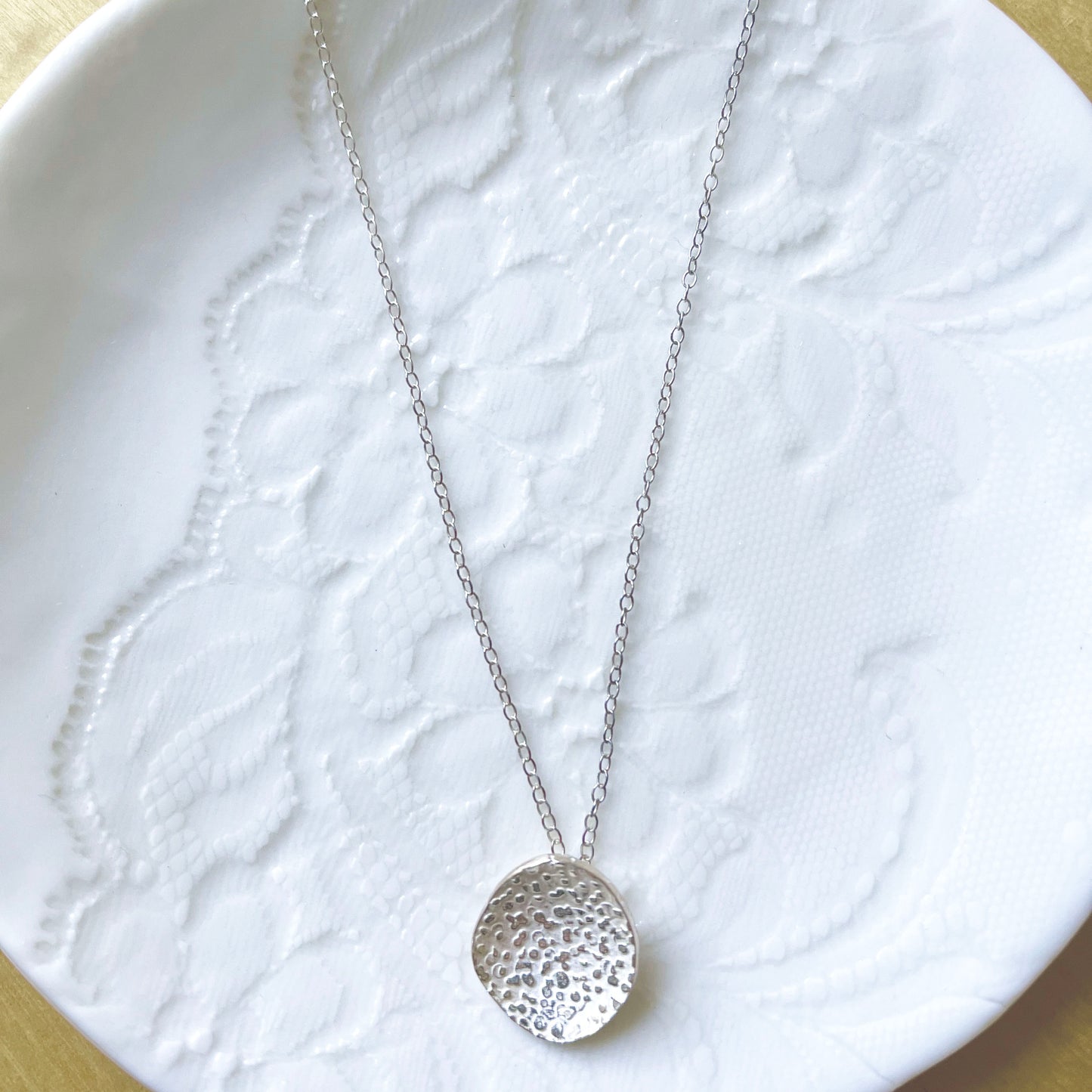 Silver Lichen Pendant Necklace