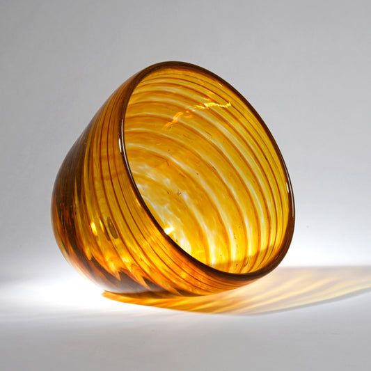 Hand blown glass bowl- Amber