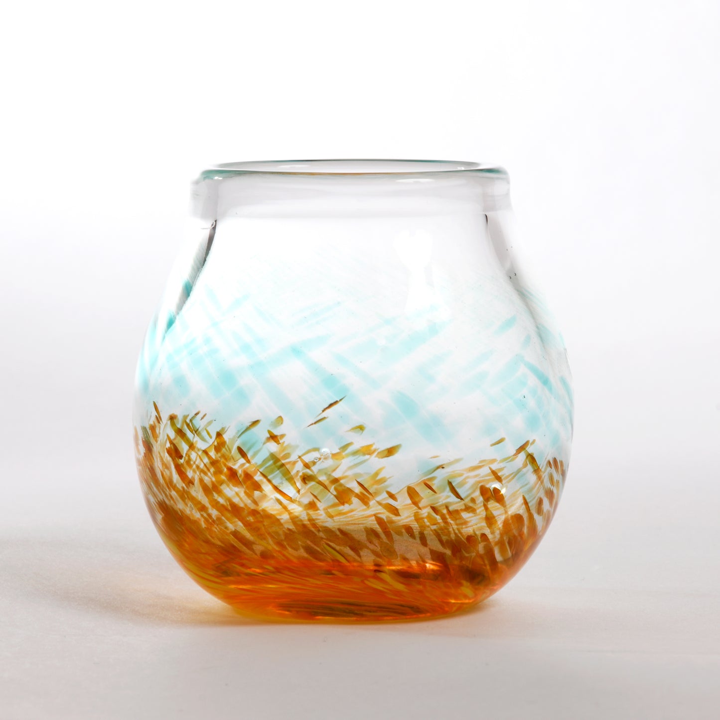 Hand blown glass jar - amber/jade