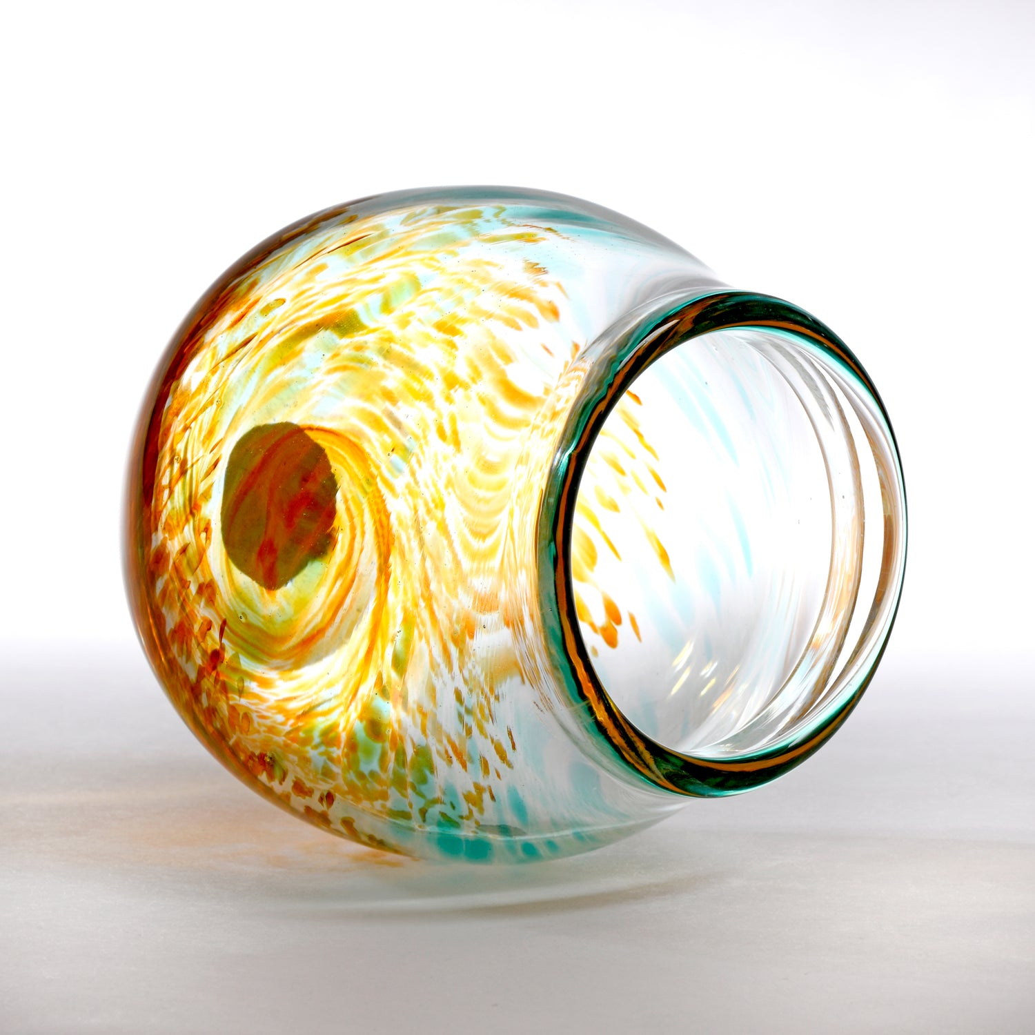 Uniquely marked hand blown glass vase