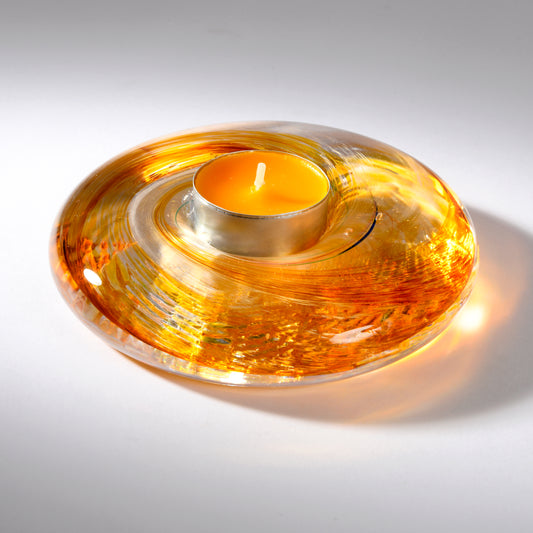 Hand blown glass candle holder