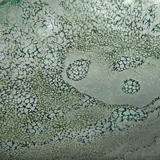 Handmade plate in a beautiful sea foam glaze.