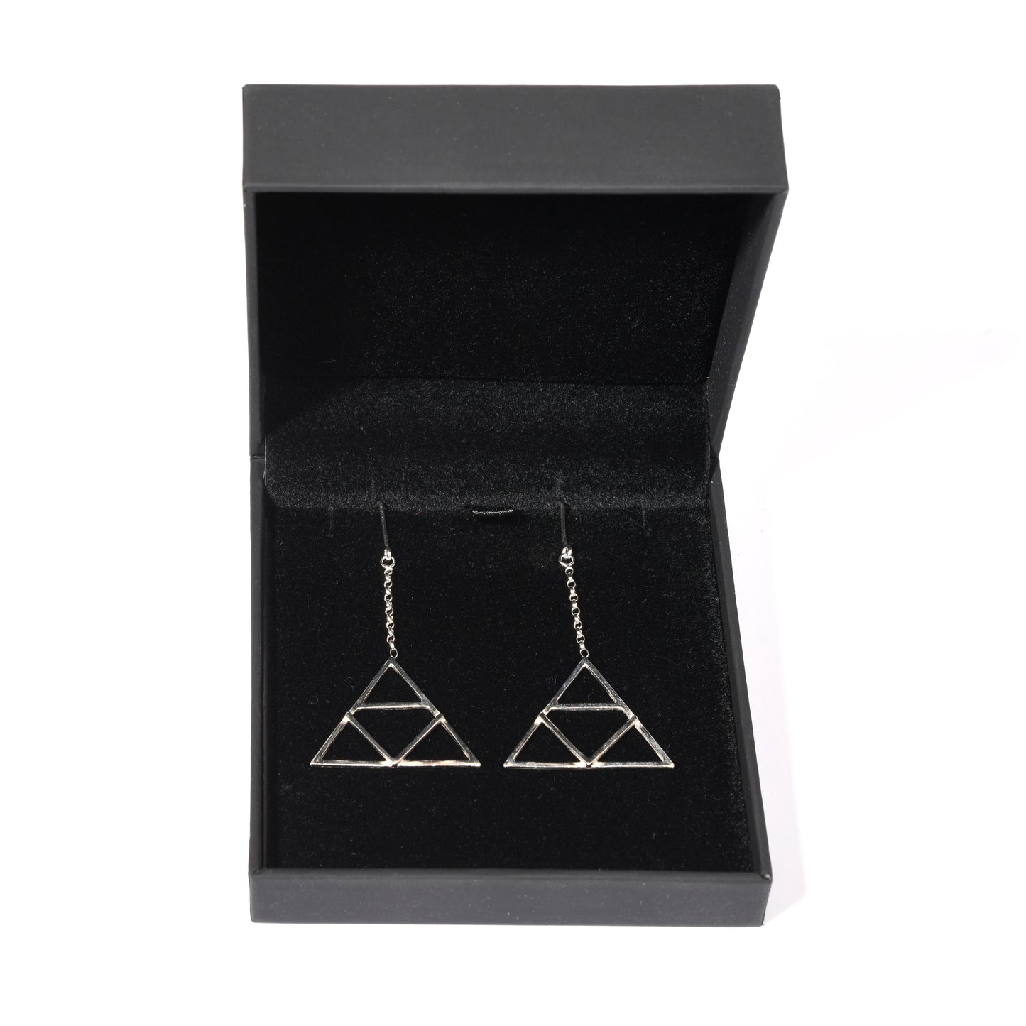 Silver Triangular Earrings