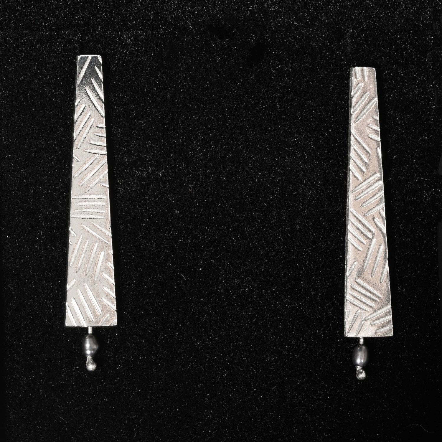 Silver cross hatch earrings