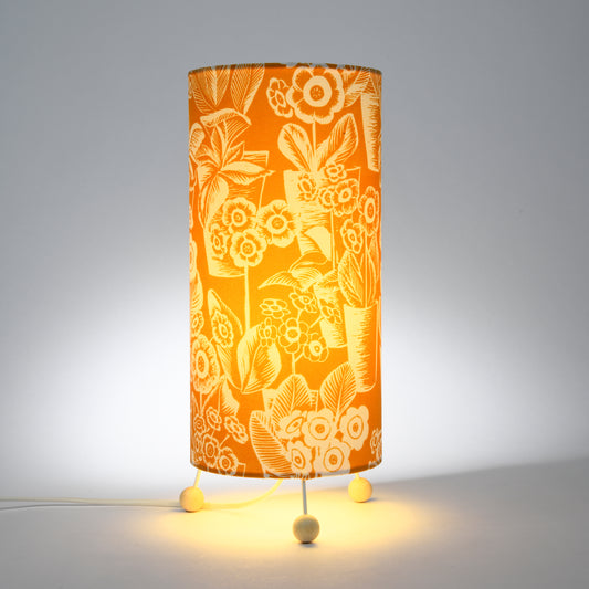 Table lamp with a hand screen printed cotton shade. The Flowerpot design is from an original lino cut 