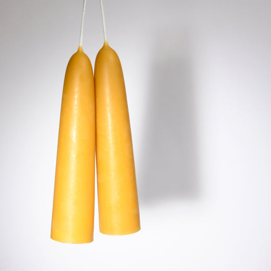 Beeswax Giant Stubby Candles (pair).