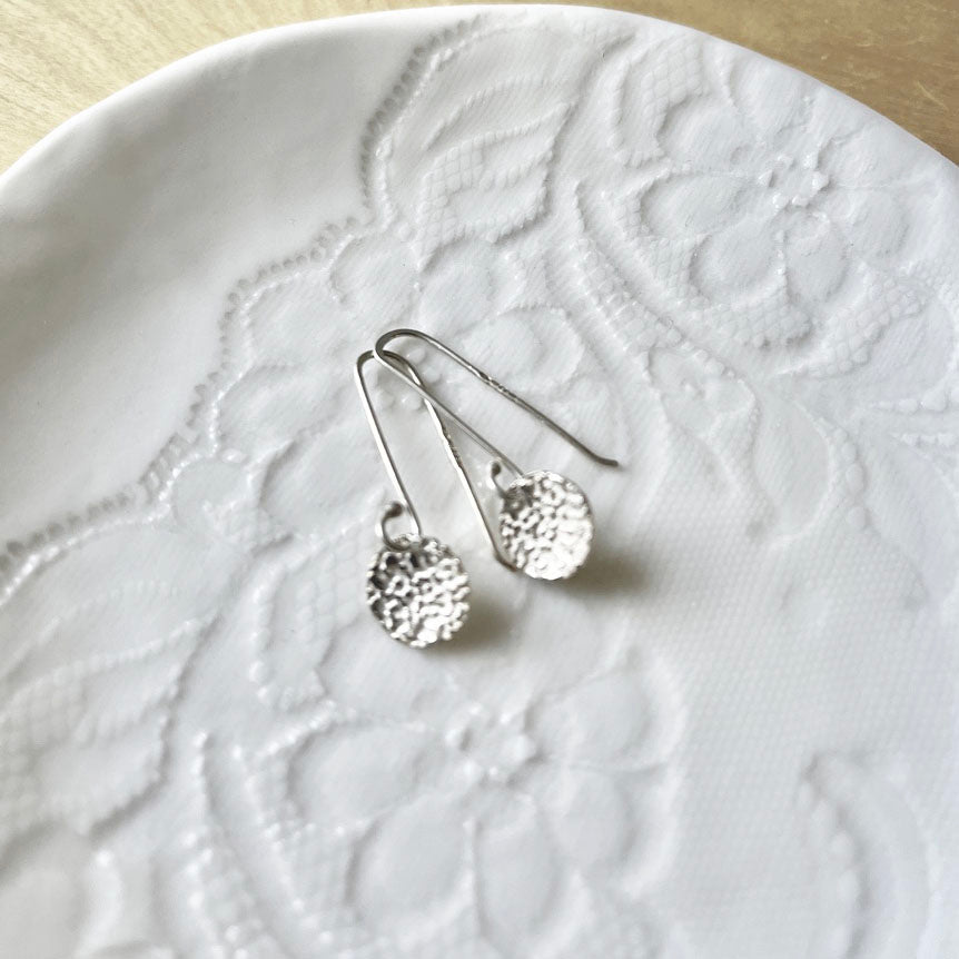 Silver Lichen Drop Earrings