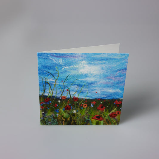 Card - Floral Meadow Under Blue Skies. Ann Smith