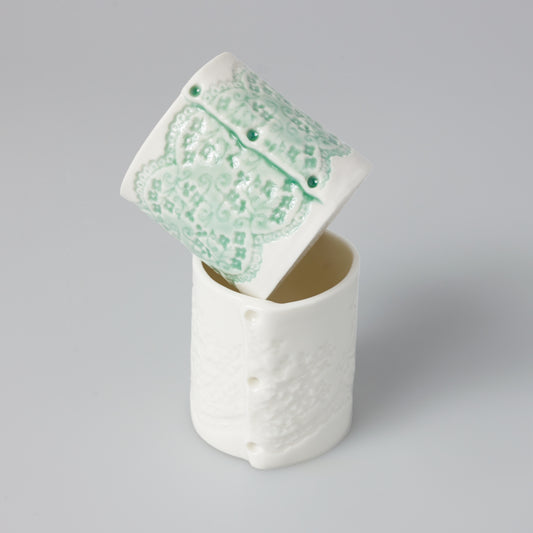 Porcelain Tea Light Holder in White or Aqua