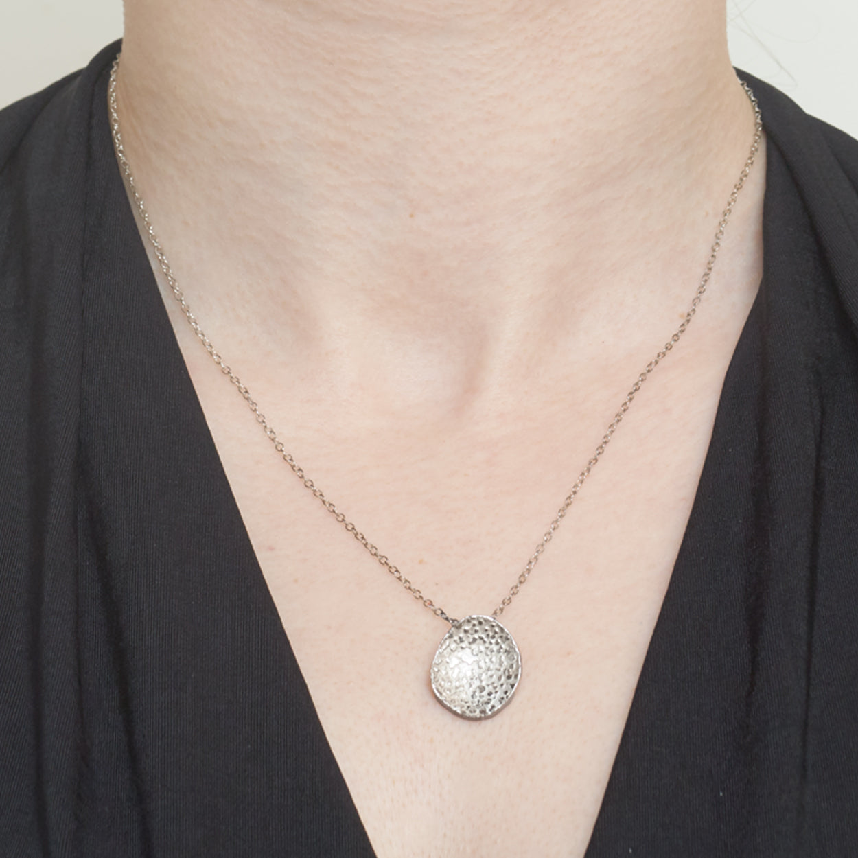 Silver Lichen Pendant Necklace