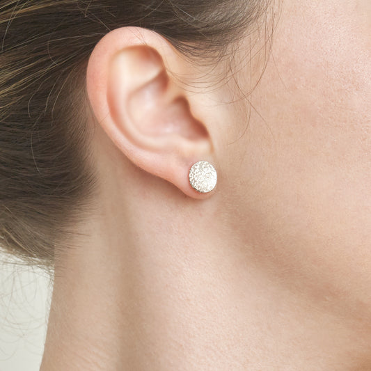 Silver Lichen Stud Earrings