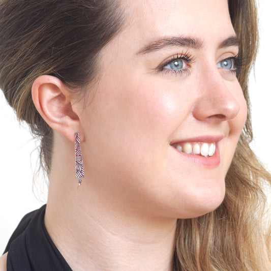 Silver cross hatch earrings